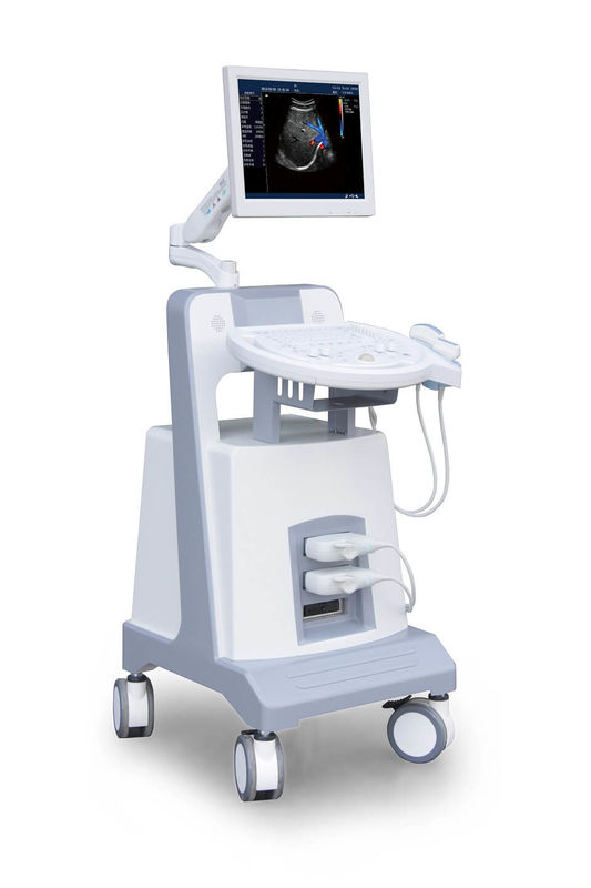 รถเข็นระดับเริ่มต้น Color Doppler Ultrasound เครื่องมือวิเคราะห์อัลตราโซนิก 500GB