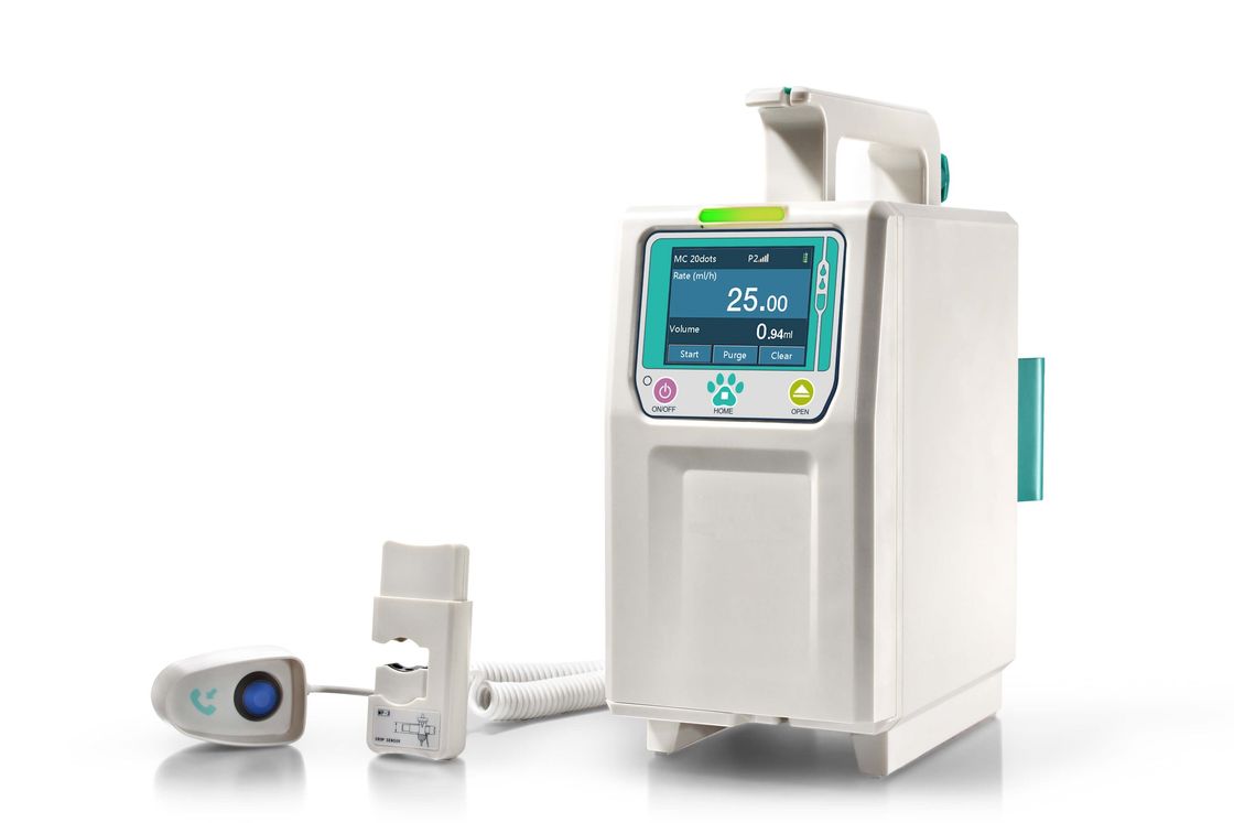 อุปกรณ์การแพทย์สัตวแพทย์ขนาดกะทัดรัดสัญญาณเตือนสองช่องทาง Vet Infusion Pump พร้อมโหมด Infusion 5 โหมด