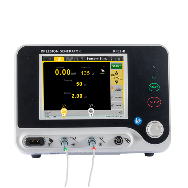 เครื่องกําเนิดอาการบาดเจ็บ RF 2 ช่องที่มี MDR CE สําหรับการจัดการความเจ็บปวด พร้อมรูปแบบการติดตามอัมพาตและรังสีความถี่ทางความร้อน